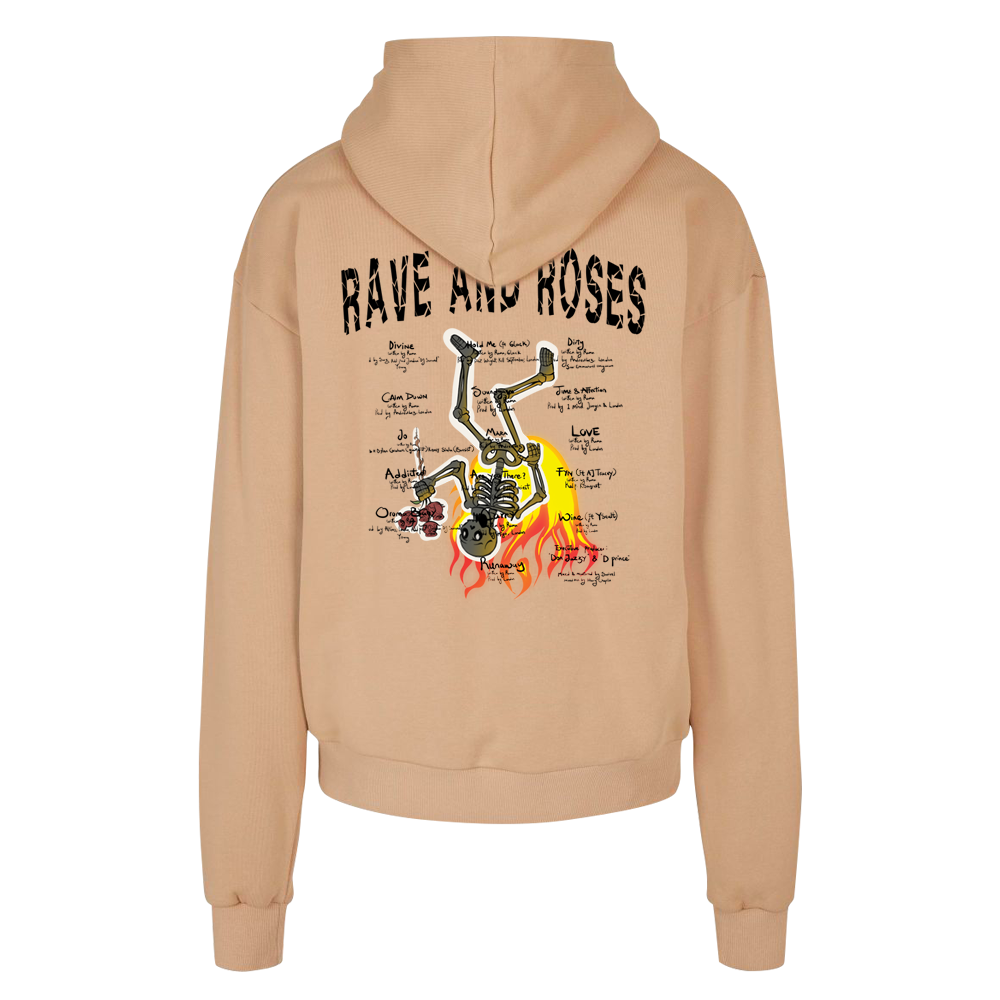 Hoodie Rave and Roses Beige