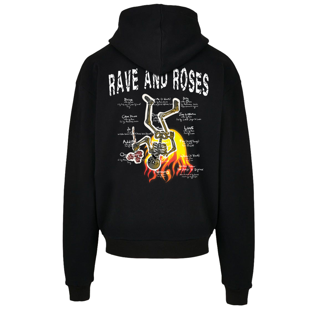 Hoodie Rave and Roses Noir