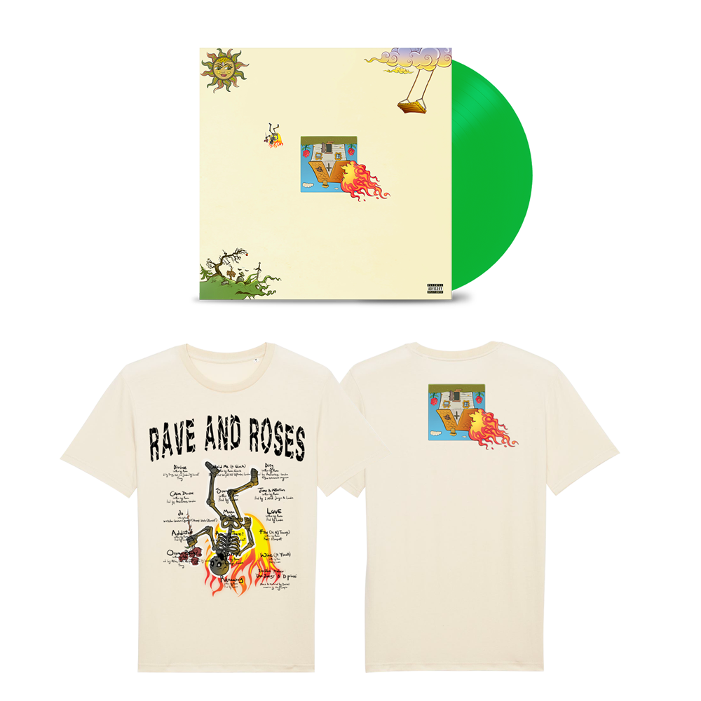 Pack Vinyle Rave and Roses et Tee-Shirt Beige